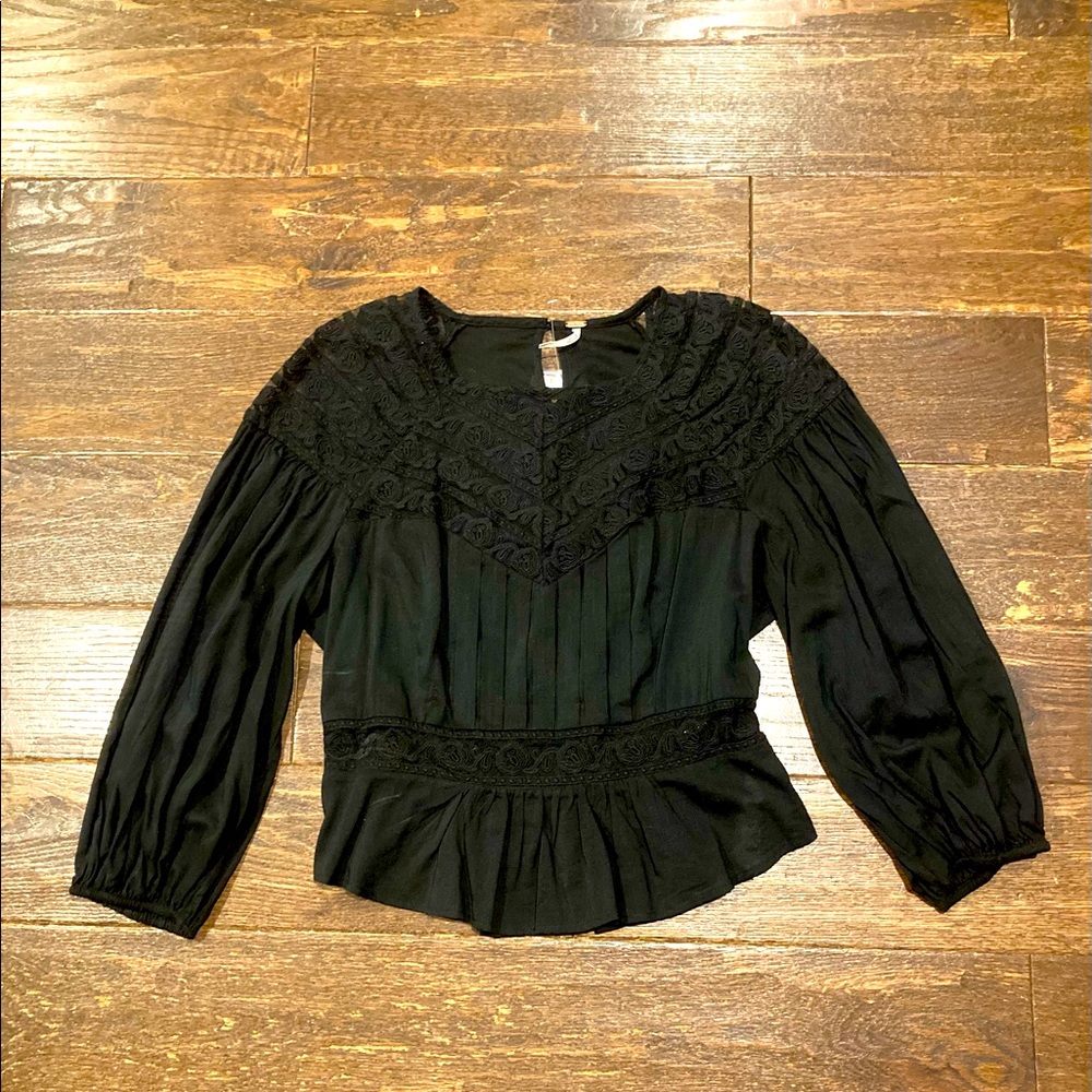 Free People Black Lace Blouse